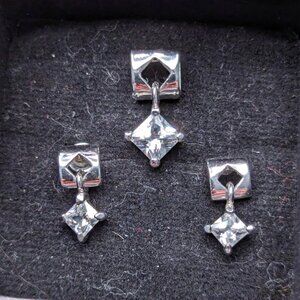 Vintage Set of Titanium Stainless Steel Cubic Zirconia Stud Earrings and…